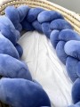 Ochraniacz warkocz welurowy 3 pasma brudny niebieski