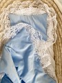 Pościel welurowa z koronką baby blue niebieski