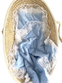 Pościel welurowa z koronką baby blue niebieski