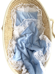 Pościel dziecięca welurowa baby blue niebieski z koronką* 