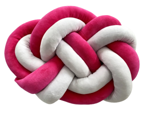 Poduszka precel welurowa knot pillow amarantowy / jasny szary*