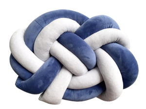 Poduszka precel welurowa knot pillow niebiesko szara*