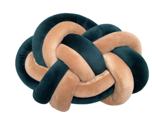 Poduszka precel welurowa knot pillow butelkowa zieleń / boho brąz*