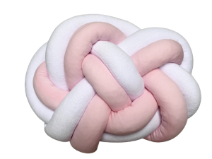 Poduszka precel welurowa / bawełniana knot pillow biały / pudrowy róż*