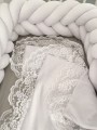 Pościel welurowa z koronką baby biała